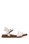Women's Genuine Leather Cream Flat Sandals