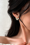 Double Butterfly Detailed Stoned Women's Gold Earrings - 2