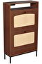 Renna Shoe Cabinet With USB Port & 3 Pin Plug Socket, 18 Pairs, 2 Doors, L60xW24xH104cm - Brown/Black - 3