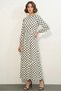 Women's Round Neck Belted Polka Dot Stone Dress - 2