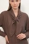 Women's Brown Suit with Scarf Detail - 4