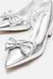 Women's Bow-Tie Side and Open-Back Heeled Sandals Silver Crinkled - 5