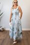 Women's blue floral print square neck maxi dress - 4