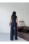 Gold Button Detailed Sleeveless Vest and Pants Set with Belt Accessory - 9