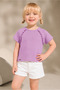 Girl's Ribbed Cotton Fabric Short Sleeve T-Shirt - 2