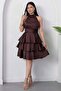 Halter Neck Layered Satin Dress Drp565 - 6