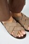 Romina Women's Genuine Leather Cross Knit Mink Slippers - 4