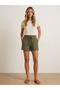 Women's Aerobin Fabric Pocketed Casual Shorts with Elastic Waist