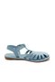 Genuine Leather Blue Color Low Heel Women's Bodrum Sandals - 4