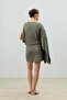 Khaki Asymmetrical Single Sleeve Women's Suit - 4