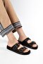 Betty Women's Black-Brown Rubber Double Buckle Poly Sole Slippers - 4