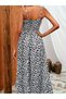 Women's leopard print long sleeve dress with tie straps, crew neck, and elastic waist. - 3