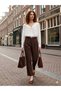 Women's High Waist Pleated Detail Fabric Trousers 18297 - 2