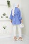 Striped Shirt with Elastic Waist and Button Detail on the Shoulders - 6