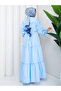 Drawstring Layered Ruffle Dress in Poplin Fabric - 7