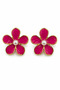 Summer Luxury Pink Flower Figured Enamel Women's Steel Earrings