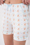Shirt Collar Short Sleeve Teddy Bear Bow Patterned Milan Shorts Summer Women's Pajama Set - 7
