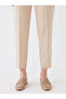 Cream Elastic Waist Lace-Up Comfortable (Classic/Carrot) Cut Double Fabric Trousers for Women - 5