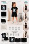 Summer Pocket Cat Print Girls' Black Shorts, Black T-Shirt Set - 2