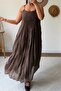 Pliated Collar Strappy Long Dress 3413 - 2