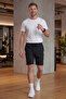 Men's Black Ultra Light Parachute Fabric Bermuda Shorts with Pockets and Elastic Waist - 2