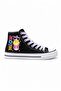 Meow Cat Printed Lilac Lace-Up Black Kids Sneakers