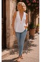 - Sky Touch V-Neck Low-Cut Tie Detail Muslin Shirt - Blouse - 4