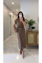 Nodes Coffee Short Sleeve Belted Dress - 4