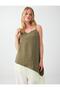 Light Khaki V-Neck Lace Detailed Strappy Blouse - 4