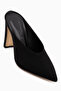 Betti Black Satin Closed-Front Pointed-Toe Women's Heeled Slippers