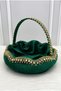 Emerald Green Bridal Henna Night Tray Basket Set, Velvet Large Shiny Stone Decorated, Engagement, Wedding, Marriage, Promise - 5