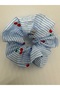ربطة شعر قطنية مطاطية بخطوط زرقاء من نوع Cherry Scrunchie - 2