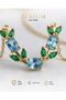 Women's Olive Branch Figured Colorful Zircon Stone 316L Steel Necklace 45 cm - 3