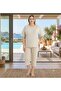 Women's Short Sleeve Capri Crew Neck Plus Size Pajama Set - 2