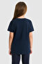 Girl's Crew Neck Navy Blue Basic T-Shirt 50325631-Vr033 - 5