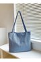 Blue Tote Bag, Women's Corduroy Bag, Casual Handbag, Large University Bags, Canvas Shoulder Bag, Light Blue Shoulder Bag, Women's Accessories, Ribbed Handbag, Canvas Shopping Bags, Daily Velvet Bag