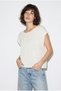 Women's Ecru Boat Neck Bat Sleeve Mercerized Cotton Knitwear Blouse Tk261058 60286223 - 5