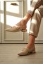 Women's Beige Patent Leather 2cm Short Heeled Casual Shoes Tr23Ms03B - 4
