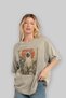 For the Love of Cats 2 Front Cat Printed Beige Oversize T-Shirt 100% Cotton Unisex Cat Lover Premium Design - 4