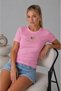 Women's Crew Neck T-Shirt with Stone Heart Detail - 2