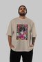 For the Love of Cats 16 Front Cat Printed Beige Oversize T-Shirt 100% Cotton Unisex Cat Lover Premium Design - 5
