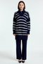 Women's Plus Size Zipper Collar Striped Thessaloniki Knitwear Set Relaxed Cut Long Sleeve Comfortable Casual Stylish - 4