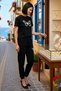 Women's Plus Size Heart Printed Short Sleeve Crew Neck Tight Leg Combed Cotton Knitted Casual Set Daily Modern - 2