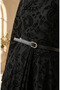 Flock Printed Belted Hijab Dress 5733-01 Black - 4