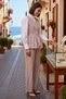Women's V-Neck Striped Woven Vest Shirt Pants Three Piece Suit Linen Look Casual Comfortable Modern - 2