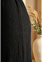 Bubble Fabric Dress with Elastic Sleeves and Belt 0510-06 Black - 4