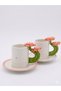 Handmade Dila Design Yavruağzı Lotus Flower 4-Piece Ceramic Coffee Cup Set for 2 People 90 Ml. - 4