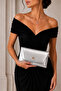 Silver Women's Evening Bag with Chain Strap, Portfolio Clutch and Shoulder Bag - 4