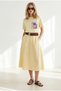 Women's Yellow Pocket Detailed Cotton T-Shirt Tsh-19001009 - 2