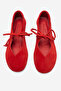Genuine Leather Women's Red Suede Lace-Up Ballerinas Lisa - 2